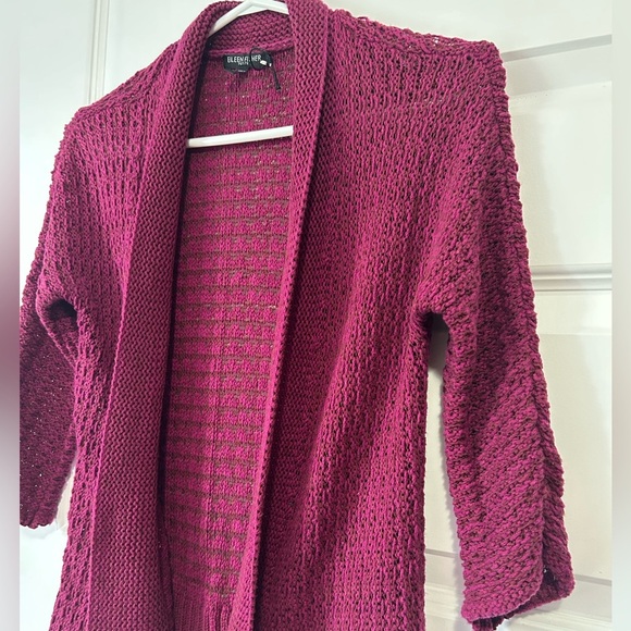 Eileen Fisher Purple Knit Open-Front Cardigan - Picture 6 of 8